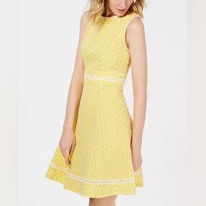 Calvin Klein Yellow Eyelet Mini Dress